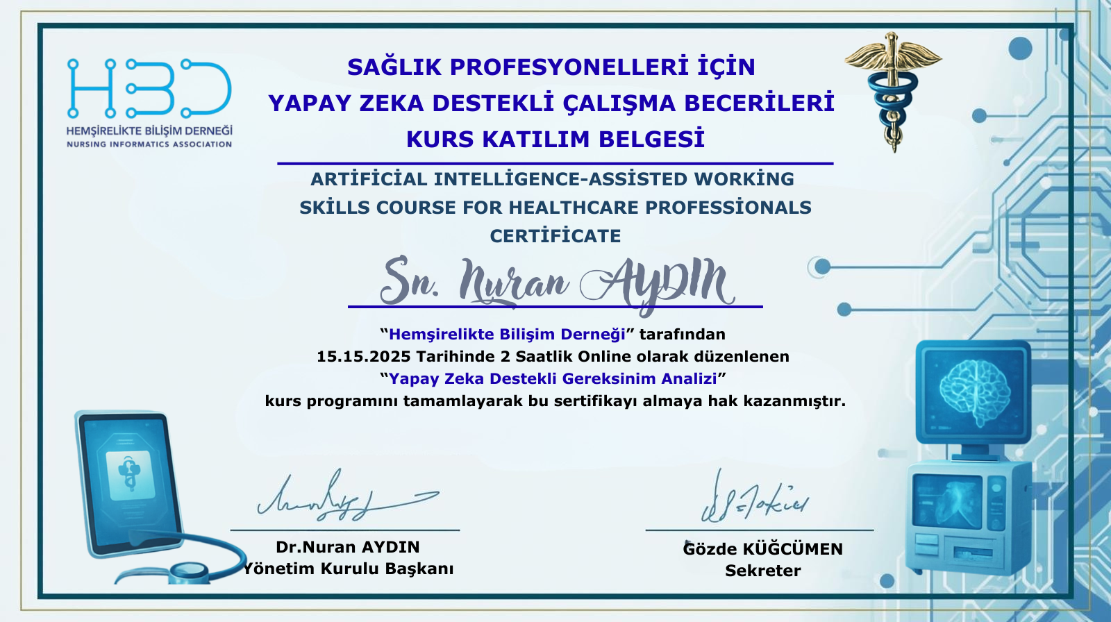 Dijital sertifika örneği